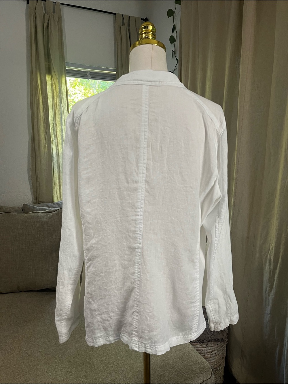 Eileen Fisher Organic Irish Linen Tower Sleeve & Cotton Panel Blazer Large - Picture 8 of 13